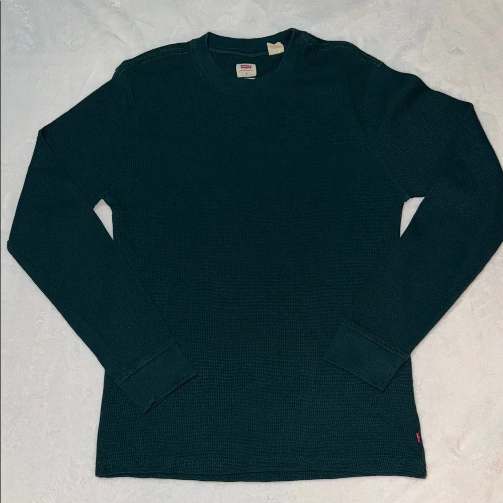Levi's Men's Forest Green Waffle Knit Thermal Long Sleeve Shirt Standard S